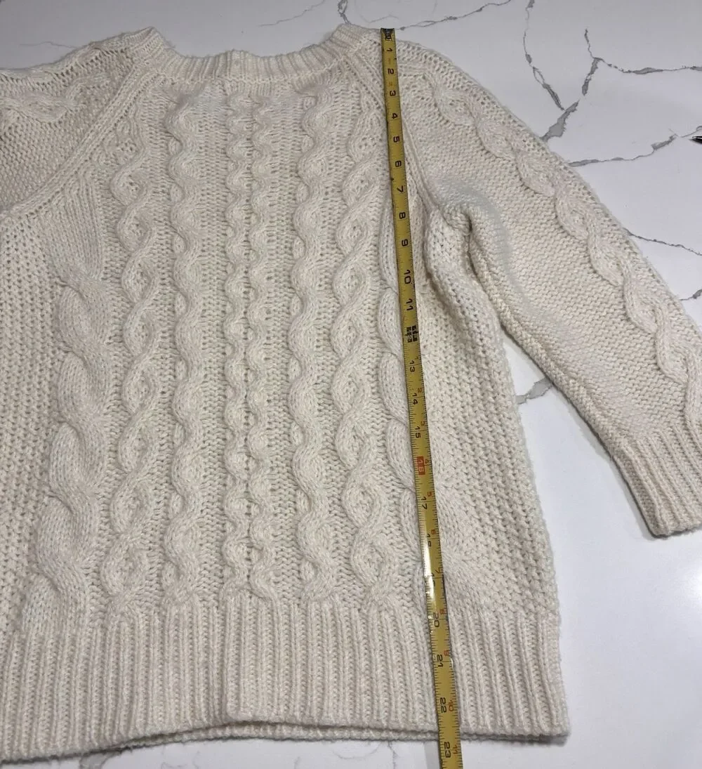 J. Crew Women's Ivory Cream Alpaca Merino Wool Blend Sweater XS Classic Knitted